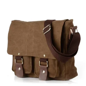 Men’s Durable Canvas Bag Fashionable Casual Messenger Bag Versatile Commute Sling Bag