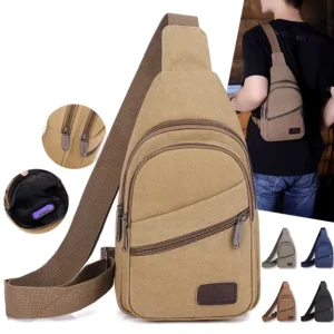 Men’s Durable Canvas Chest Bag Crossbody Sports Waist Bag For Travel