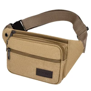 Men’s Durable Canvas Waist Bag Large Capacity Multi-Functional Business Sports Belt Zipper Portable Chest Bag for Work Site