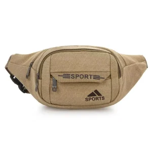 Men’s Durable Canvas Waist Bag Sports Pattern Outdoor Leisure Travel Mobile Phone Crossbody Chest Bag Single Shoulder