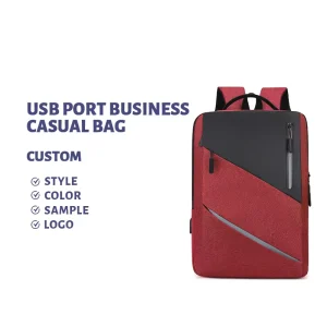Men’s Durable Daypack Water Resistant Laptop Backpack with USB Custom Zipper Closure Student Shoulder Bag