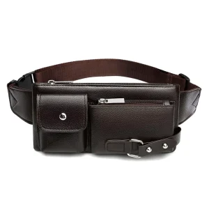 Men’s Durable Leather Business Design Case Style Phone Pouch Waist Bag for Tecno Mobile Phones