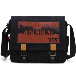 Men’s Durable Lightweight Canvas Messenger Bag Zipper Closure Multi-Pocket Casual Crossbody Bag for Work Travel
