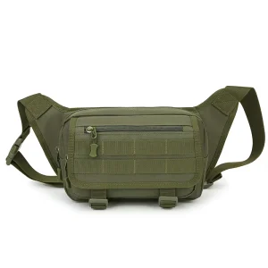 Men’s Durable Nylon Tactical Waterproof Waist Chest Sling Bag Large Capacity Outdoor Cycling Sports with Zipper Closure