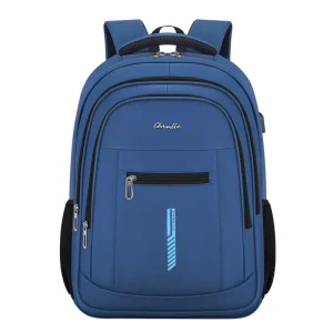 Men’s Durable Waterproof Polyester Laptop Backpack Multi-Functional Outdoor Travel Computer Bag with USB Charging