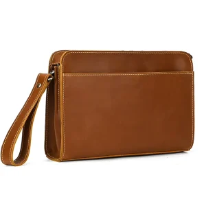 Men’s Envelope Bag Clutch Bags With Wristband Business Casual Top Layer Cowskin Men’s Clutch Bag