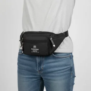 Men’s Essential Outdoor Waist Bag Tough & High Quality Black for Cycling Hiking Holds Keys Phone Wallet