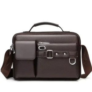 Men’s European and American Shoulder Bag Large Capacity Retro Fashion Trend Pu Leather Messenger Bag