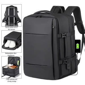 Men’s Expandable Large Capacity Backpack Padded Laptop Bag for Business Commute & Travel Convertible Luggage Backpack