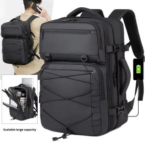 Men’s Expandable Water Repellent Multifunctional Backpack with Independent Computer Compartment Business Travel Backpack