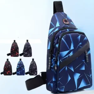 Men’s Fashion & Business Style Waterproof Shoulder Bag with USB Port Polyester Material Zipper Closure