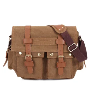 Men’s Fashion Canvas Bags Business Casual Shoulder Crossbody Briefcase Travel Messenger Bag