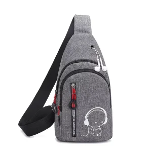 Men’s Fashion Cartoon Chest Pack Oxford Travel Organizer Sling Bag with Customizable Colors & Logo Lightweight Daily Use