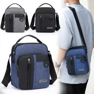Men’s Fashion Casual Crossbody Shoulder Bag Multi-functional Lightweight Waterproof Nylon Multiple Pockets Outdoor Travel