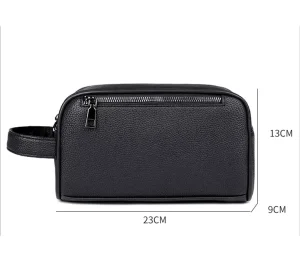 Men’s Fashion Clutch Bag Outdoor Travel Waterproof PU Leather Phone Wallet Zipper Closure Polyester Lining