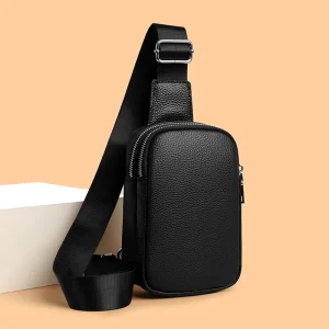 Men’s Fashion Genuine Leather Travel Boat Chest Crossbody Sling Bag Large Capacity Zipper Waterproof Durable Custom Logo