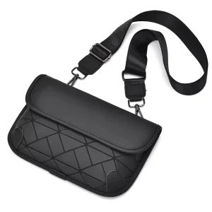 Men’s Fashion High End Geometric Waterproof Shoulder Chest Bag New Street Trendy Large Capacity Personalized PU Material Outdoor