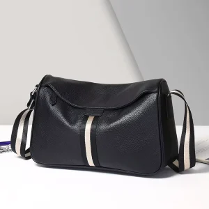 Men’s Fashion High end High capacity Genuine Leather Shoulder Crossbody Bag Polyester Lining Zipper Waterproof Laptop 32x13x26cm