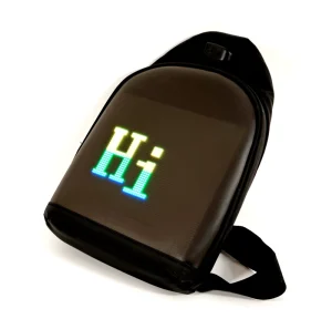Men’s Fashion LED Display Waist Crossbody Bag Waterproof Shoulder Bag Power Bank Not Included for Elevator Retail Store Use SDK