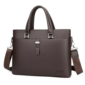 Men’s Fashion Large Capacity Casual PU Leather Business Briefcase Bag for Office Laptop
