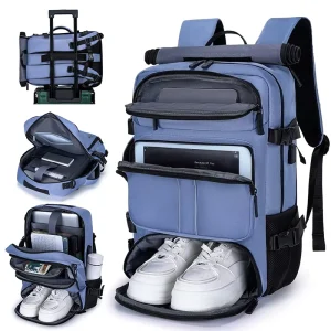 Men’s Fashion Lightweight Waterproof Oxford Cloth Travel Backpack Independent Shoe Zipper for Outdoor