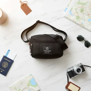 Men’s Fashion Logo Waterproof Crossbody Bag Black Design Multi-Compartment Organization Lightweight Comfort