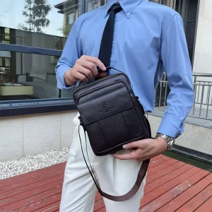 Men’s Fashion Messenger Bag Custom Logo Large Capacity PU Designer Vintage Style Waterproof for Summer Use