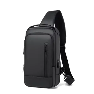 Men’s Fashion Multi Functional Anti Theft Password Lock Chest Bag with USB Small Body Messenger Bag for Daily Use