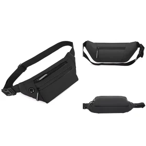 Men’s Fashion Multifunction Waist Bag Waterproof Oxford Phone Carrier for Outdoor Sports Zipper Closure Chest Bag for Running