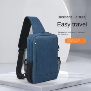 Men’s Fashion Outdoor Canvas Chest Bag with Zipper Closure Waterproof Crossbody Pack for Hiking & Cycling Essentials