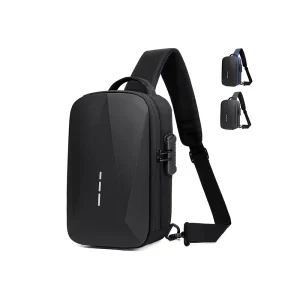 Men’s Fashion Oxford Gym Crossbody Chest Bag Lightweight Waterproof for Outdoor Leisure Anti Theft USB Access Zipper Closure