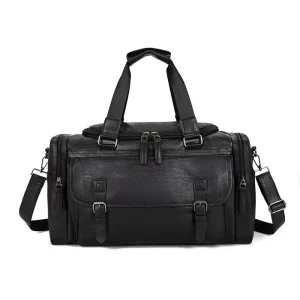 Men’s Fashion PU Breathable Large Capacity Travel Bag Business Sports Fitness Crossbody Shoulder Strap Multifunctional Zipper