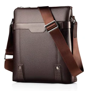 Men’s Fashion PU Leather Messenger Bag Casual Business Cross Body Shoulder Sling Zipper Closure Economical