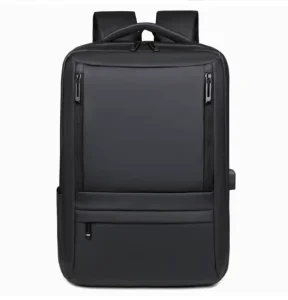 Men’s Fashion PU Leather Waterproof Zipper Closure Laptop Backpack Polyester Lining School Business Travel Computer