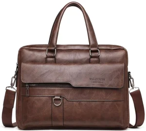 Men’s Fashion Portable Business Computer PU Crossbody Shoulder Briefcase Handbag