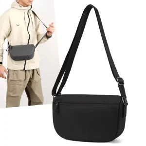 Men’s Fashion Style Chest Bag Casual Lightweight Crossbody Waterproof Nylon Oxford Zipper Closure Messenger Bag