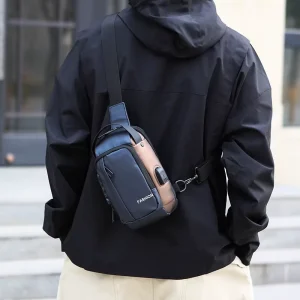 Men’s Fashion USB Travel Chest Bag Custom Logo Waterproof Sling for Outdoor and Daily Use