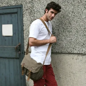 Men’s Fashion Vintage Cross Body Messenger Bag Washed Casual Canvas Crossbody Bags