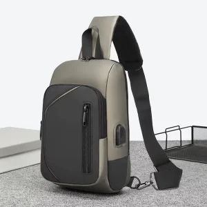 Men’s Fashion Waterproof Chest Bag New Multi Functional Business Crossbody Bag USB Charging Port Large Capacity Shoulder Bag