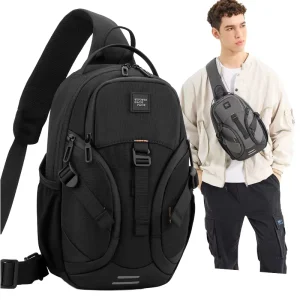Men’s Fashion Waterproof Nylon Crossbody Chest Shoulder Sling Bag for Travel Jogging Casual Outdoor Walking Gym Use New Running