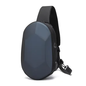 Men’s Fashion Waterproof USB Cross Body Sling Bag with Letter Decoration Chest Shoulder Messenger Bag