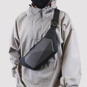 Men’s Fashionable Anti-Theft Crossbody Sling Bag Waterproof Zipper Closure Hard Shell Travel Bag for Summer