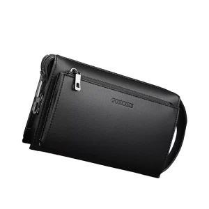 Men’s Fashionable Anti Theft Password Lock Clutch Bag Trendy Business PU Leather Handbag Large Capacity Multi Flap Pocket Zipper