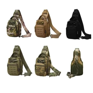 Men’s Fashionable Camouflage Tactical Sling Bag PVC Lined Multi Functional Outdoor Sports Messenger Crossbody Pack