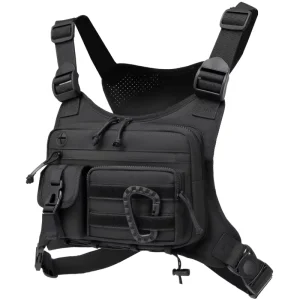 Men’s Fashionable Multi Functional Tactical Vest Zipper For Outdoor Sports Cycling Cross Border For Activities Chest Bag