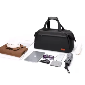 Men’s Fashionable Multi Functional Zipper Travel Bag Large Capacity Waterproof PU Leather Casual Handbag Shoulder Bag Casual