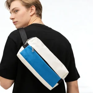 Men’s Fashionable Nylon Waterproof Shoulder Sling Customizable Zipper Closure Portable Messenger Bag