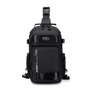 Men’s Fashionable Oxford Cloth Multifunctional Chest Bag Waterproof Outdoor Crossbody Shoulder Backpack Zipper