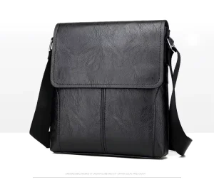 Men’s Fashionable PU Leather Crossbody Shoulder Messenger Bag New Business Chest Bags with Letter Decoration