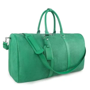 Men’s Fashionable PU Leather Duffle Bag Zipper Closure Custom Logo Weekender Gym Sports Overnight Travel Bag Portable New Design